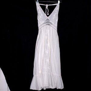 Butterfly Collection Embroidered 100% Cotton Long White Dress Size XL